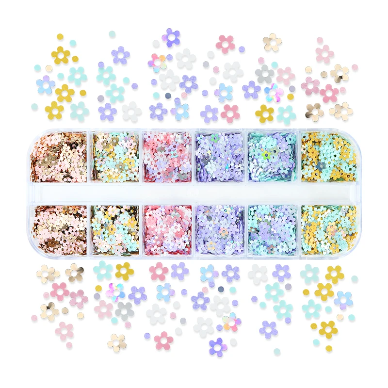 Décoration d'ongles Macaron fleur de prunier, petites fleurs colorées, paillettes pour bricolage, Design de manucure, acces