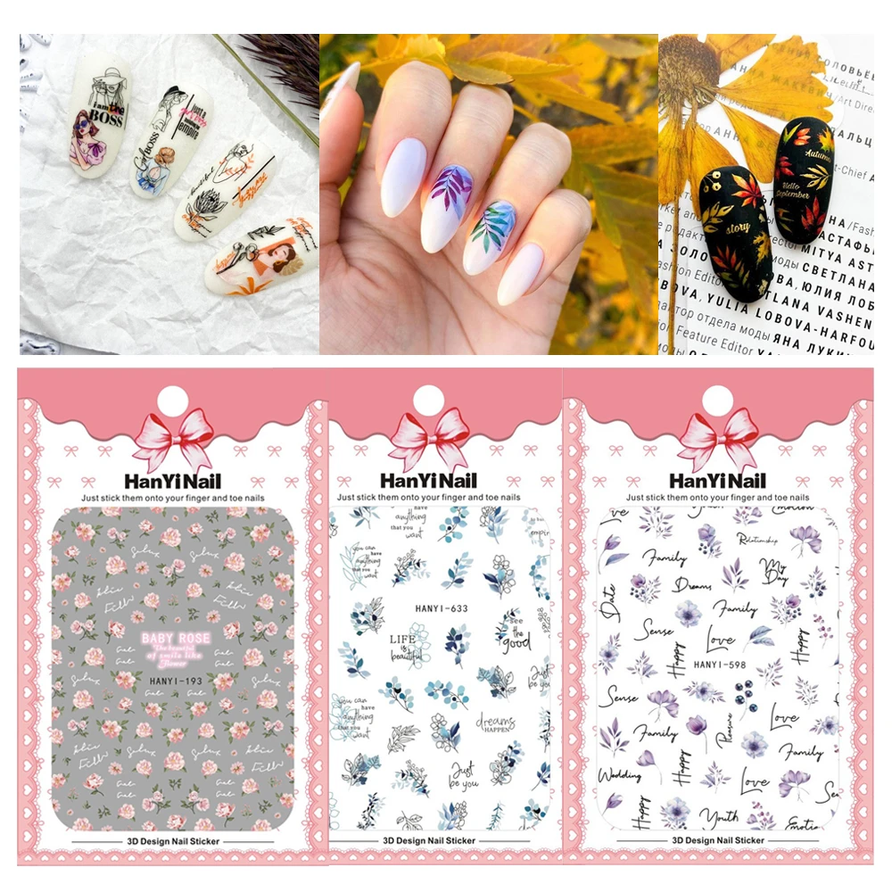 Autocollants décoratifs pour ongles, motifs fleurs, papillons, printemps, 10 pièces