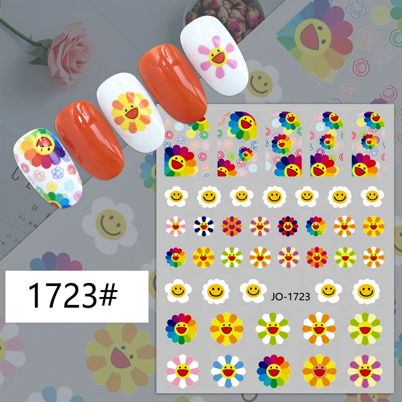 Autocollants 3D pour Nail Art, motif papillon, tournesol, soleil, amour, géométrique, 10 pièces
