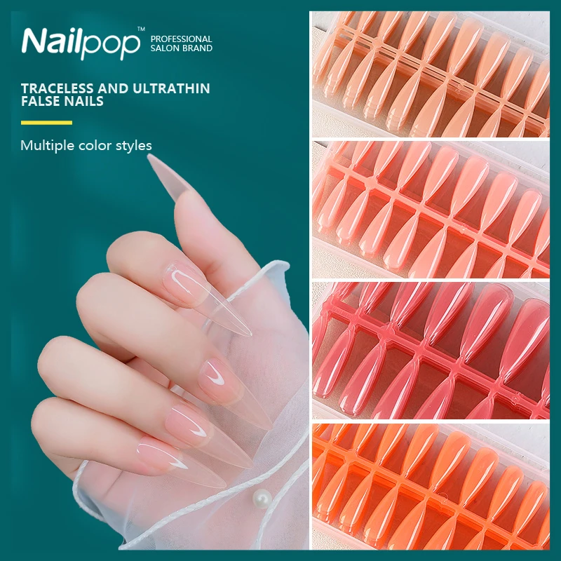 Nailpop – faux ongles colorés à pression courte, accessoires de manucure, à double forme, en acrylique, en Gel souple, 1