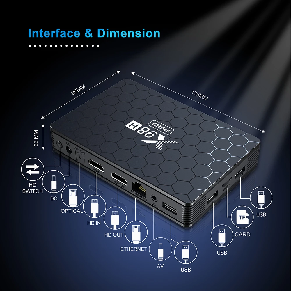 1000M X98H Pro Android 12 Smart TV Box Allwinner H618 Quad Core Set Top Box HD 4K AV1 2.4 5G Dual Wifi6 BT5 64GB Media Player