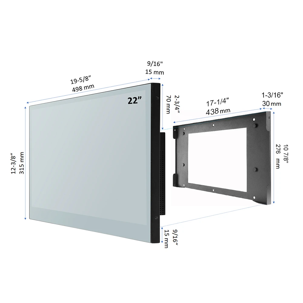 Souria 22 inch Smart Mirror LED Bathroom TV IP66 Waterproof Shower Integrated WiFi DVB ATSC Tuner Television Warehouse in Eur
