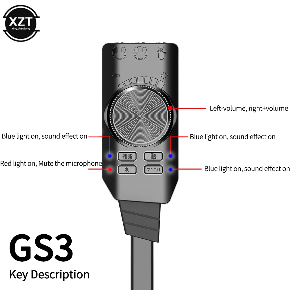 Enhance Your Gaming Audio with the External USB Sound Card 7.1 PUBG Gaming, Plug and Play, Virtual Surround Sound