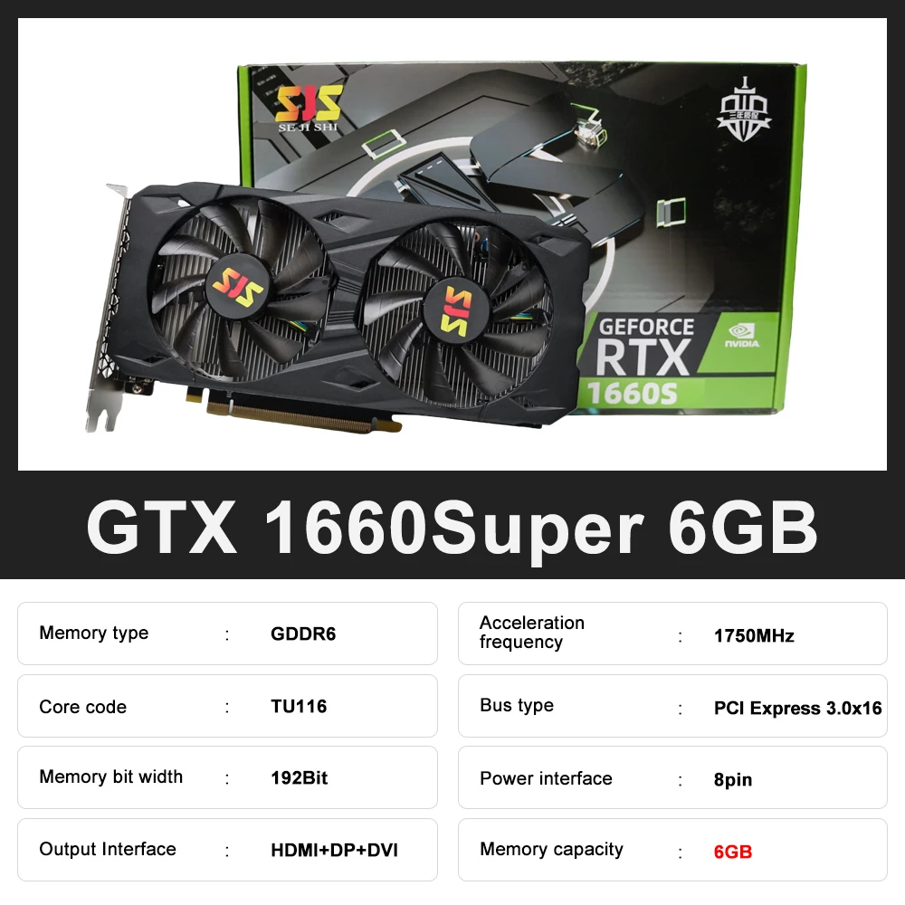Enhance Your Gaming Experience with the SJS GTX1660 Super Graphics Card High Performance, Stunning Visuals