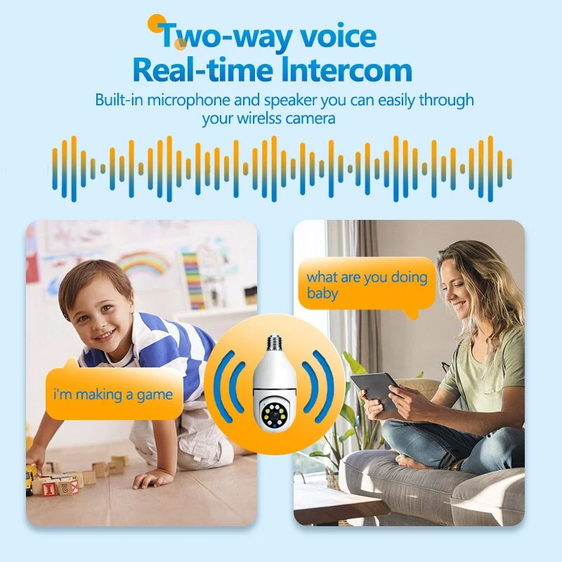 Enhance Your Indoor Security with the 5G Bulb E27 Surveillance Camera Full Color Night Vision, Human Tracking, Zoom, and More