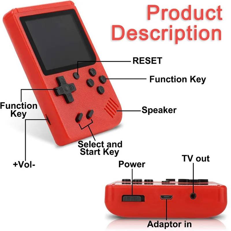 Broodio Retro Portable Mini Handheld Video Game Console 400 Built in Games 3.0 Inch Screen Fun for Kids