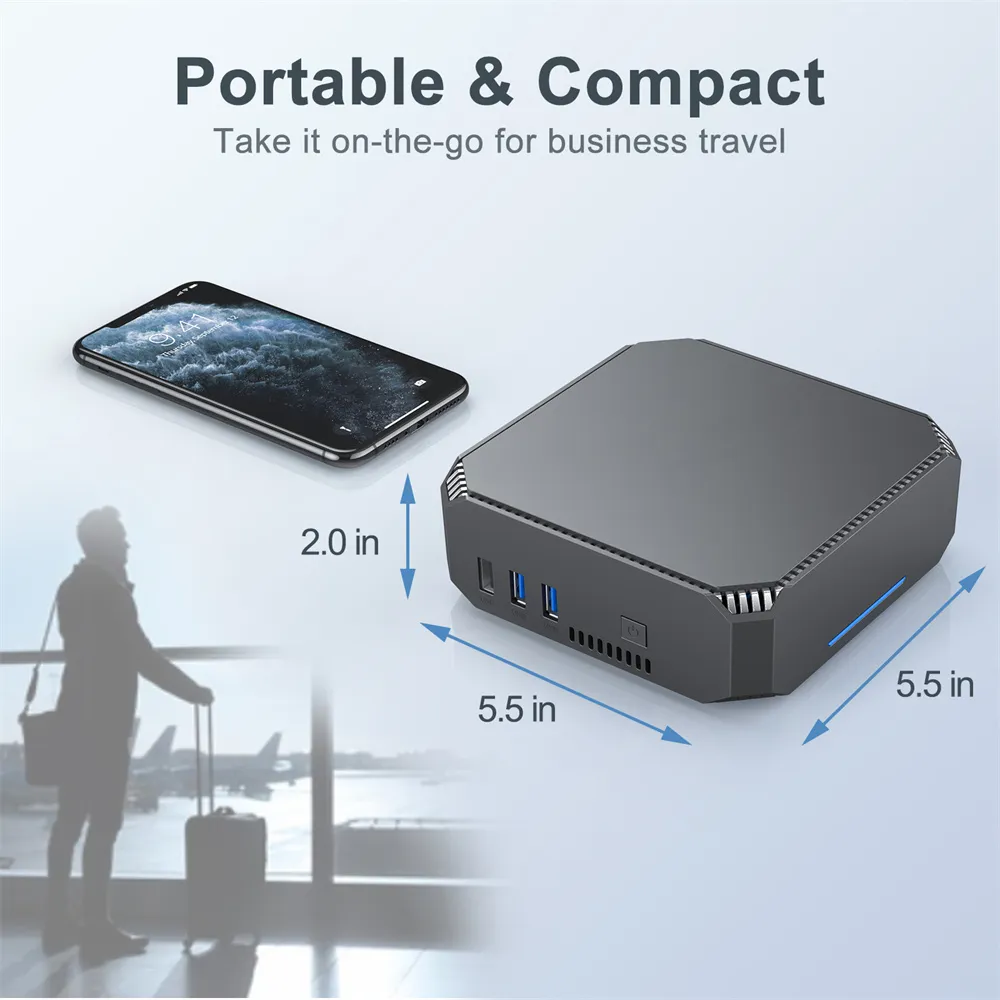 AK2 Mini PC Windows 10 Pro Intel Celeron J3455 DDR3 8GB 128GB SSD 2.4G 5G Dual Band WiFi BT 4.2 Gamer Office Computer MINI PC