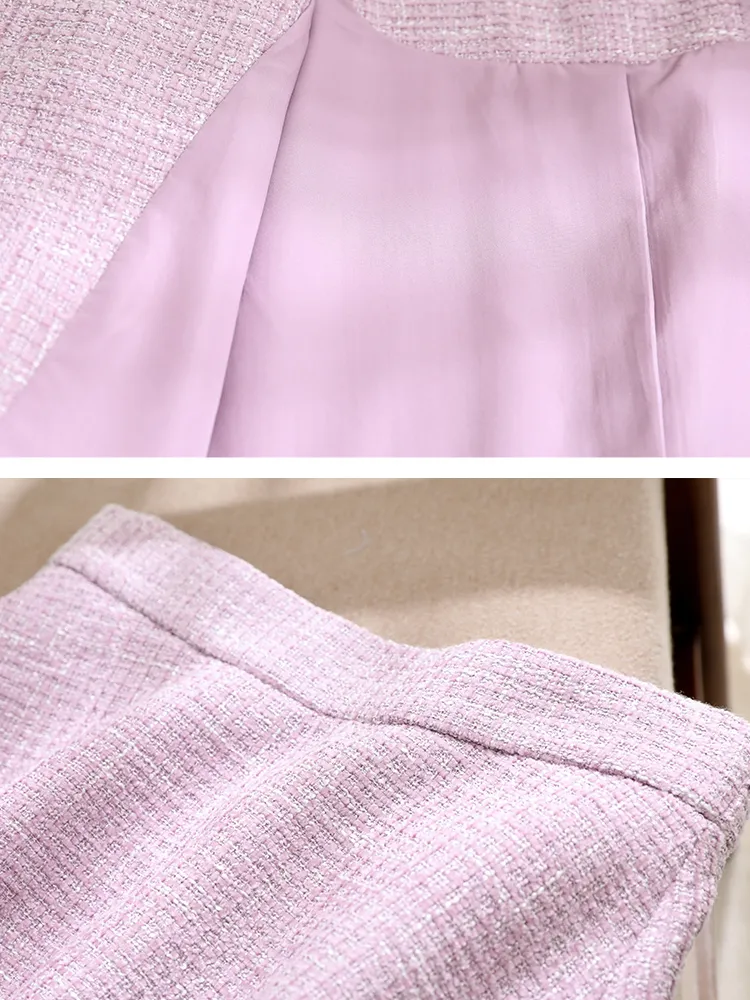 Stylish Tweed Two Piece Dress Set: 2023 Spring Fashion for Women Elegant Short Jacket with Skirt by Vimly