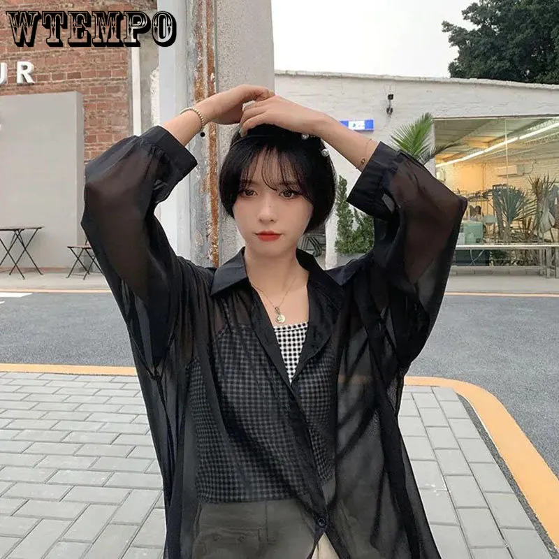 Stylish 2023 Women's Shirts: Long Sleeve Chiffon Tops Sexy, Loose Fit, and Thin Summer Casual Shirts by WTEMPO