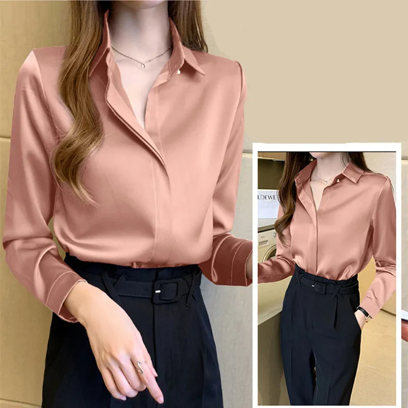 Silk White Shirt for Women: Long Sleeve Satin Blouse Elegant Ladies' Top, 2022 Fashion Women's Clothing