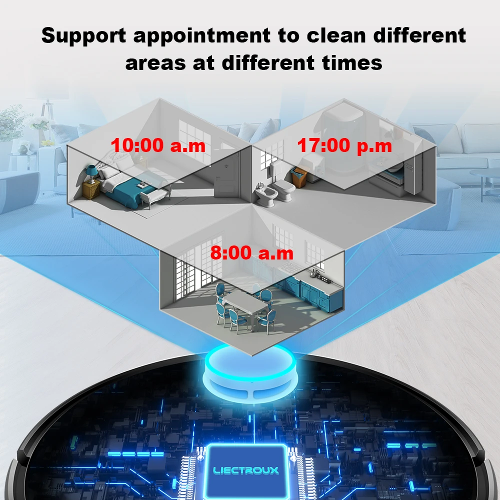 Liectroux XR500 Robot Vacuum Cleaner Laser Navigation 6500pa Suction Wet Mopping