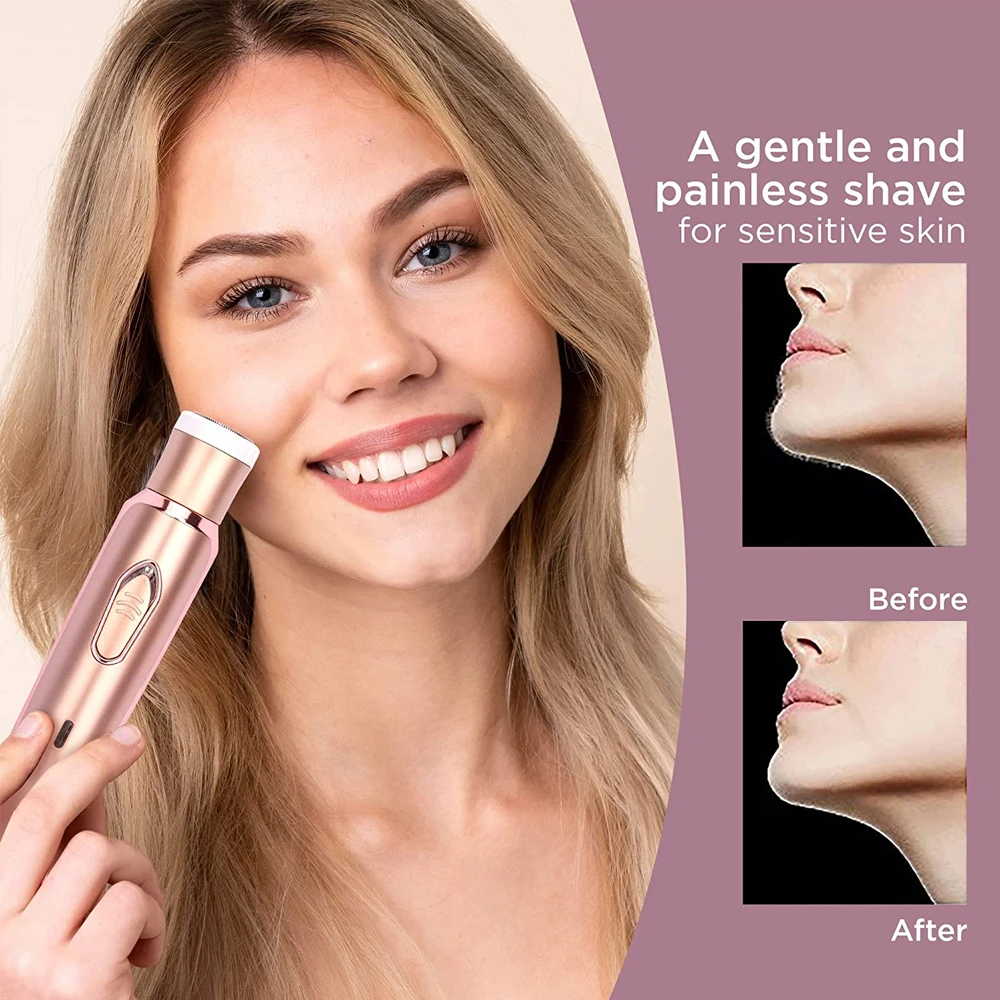 Professional 2 in 1 Women's Epilator Electric Razor Painless Hair Removal Face, Bikini, Pubic