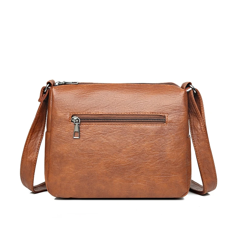 Simple Lightweight PU Leather Shoulder Messenger Bag Large Capacity Leisure Style
