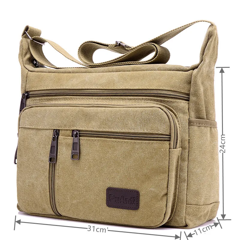 Men's Canvas Shoulder Bag Casual Tote Travel Crossbody Luxury Messenger High Quality