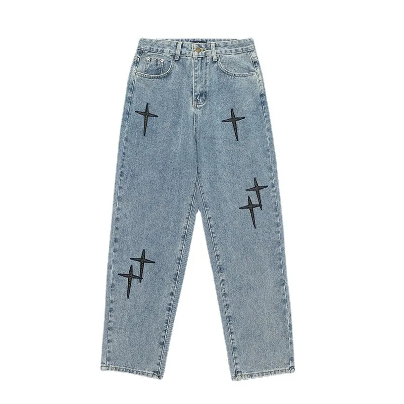 Men's Straight Slacks Korean Fashion Baggy Jeans Hip Hop Wide Leg Pants Elastic Waist