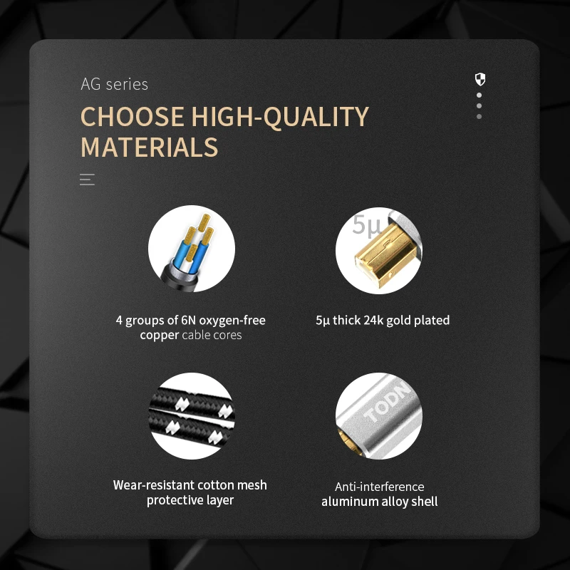 TODN USB DAC Cable Type C to Type B HiFi Stereo 6N OFC Data Audio Digital Cable