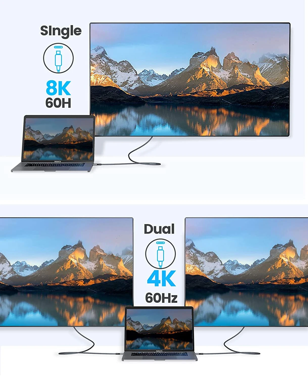 ORICO Cable 2M Thunderbolt 4 Compatible 8K @60Hz Video USB C PD100W Fast Charge