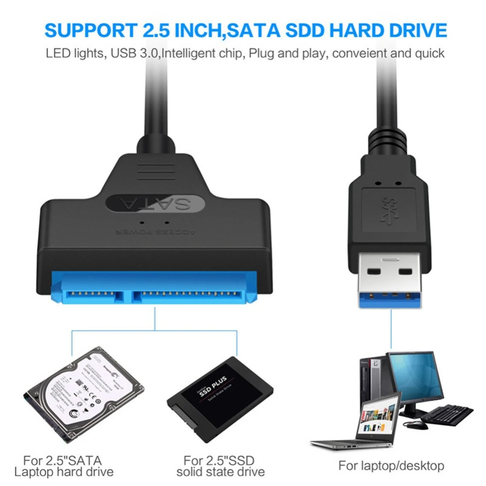 USB C to SATA 3 Cable SATA to USB 3.0 Adapter Up to 6 Gbps 2.5 Inch SSD HDD Support