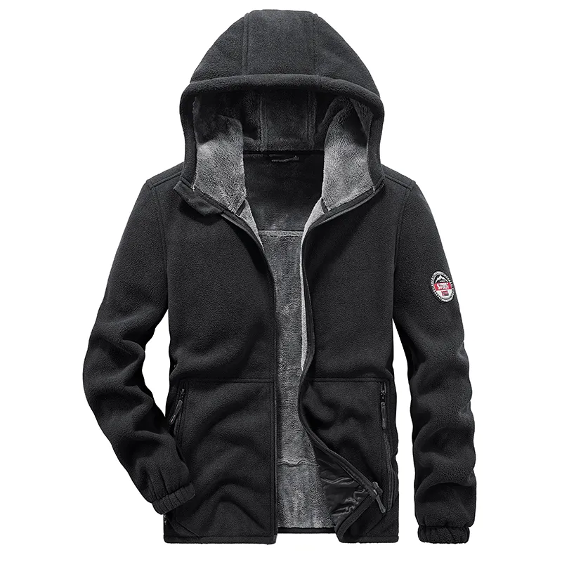 Men's Zip Up Sherpa Lined Hoodie Heavyweight Winter Sweatshirt Warm Fleece Jacket for Climbing & Hiking
