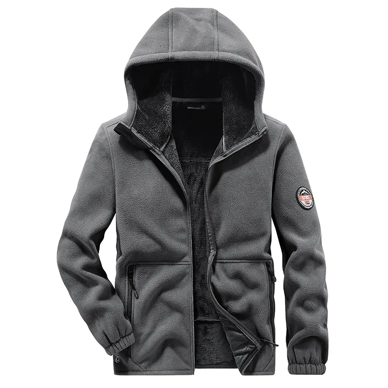 Men's Zip Up Sherpa Lined Hoodie Heavyweight Winter Sweatshirt Warm Fleece Jacket for Climbing & Hiking