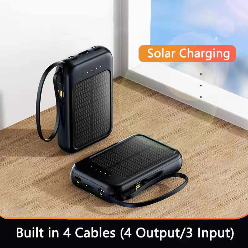 Lenovo 50000mAh Solar Power Bank Built in Cables & LED Light Fast Charging Powerbank
