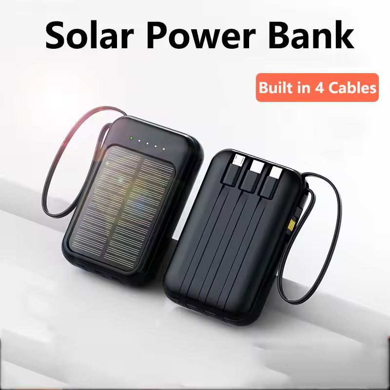 Lenovo 50000mAh Solar Power Bank Built in Cables & LED Light Fast Charging Powerbank