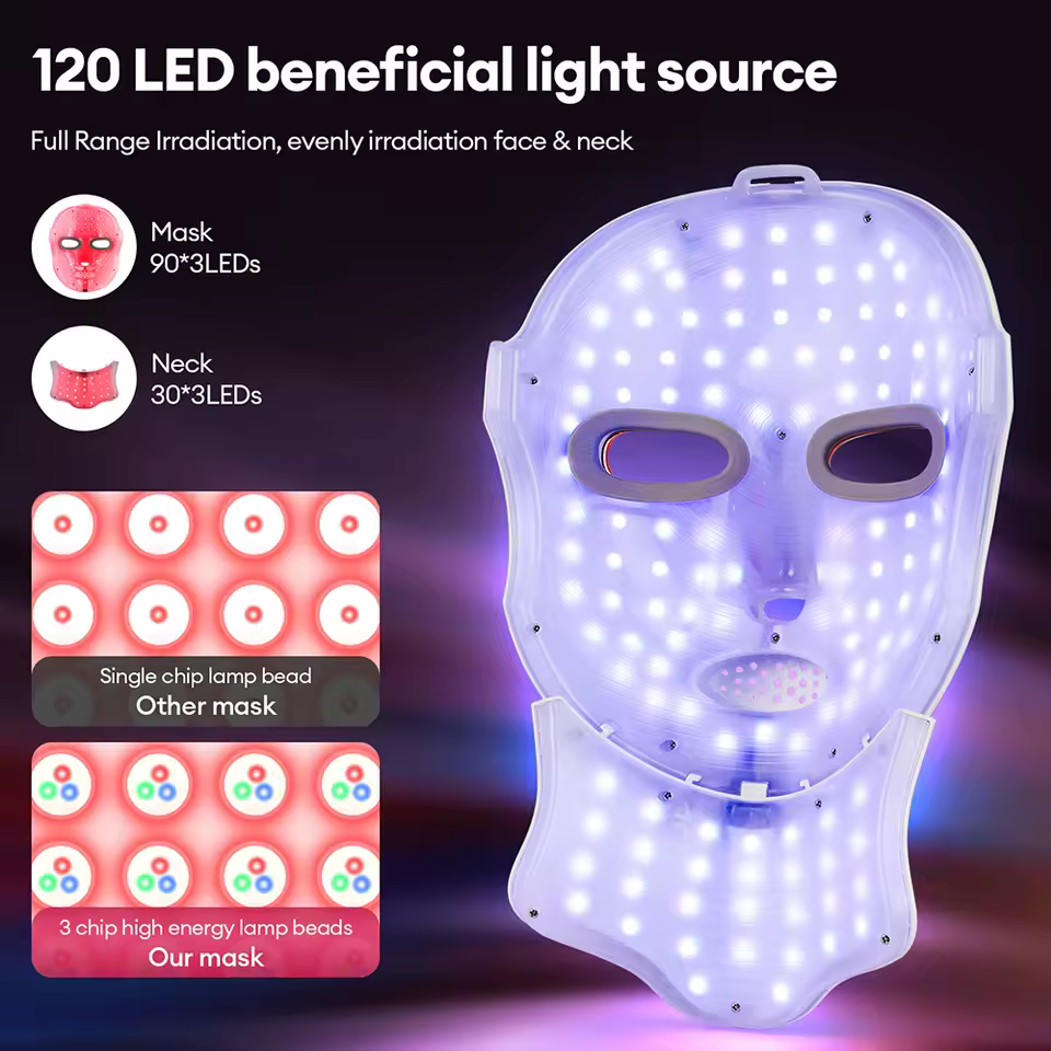 Wireless LED Face & Neck Mask – Rechargeable Red Light Therapy