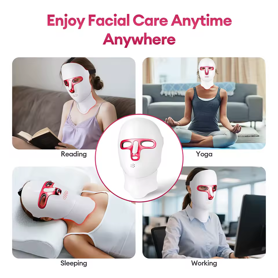 Wireless LED Face & Neck Mask – Rechargeable Red Light Therapy