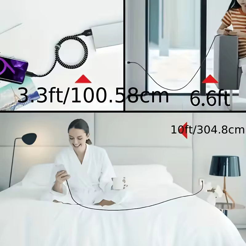 5 Pack USB C Cable 10ft Fast Charge for Samsung & Google