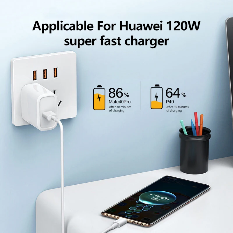 10A 120W USB C Fast Charging Cable for Huawei, Xiaomi, Redmi